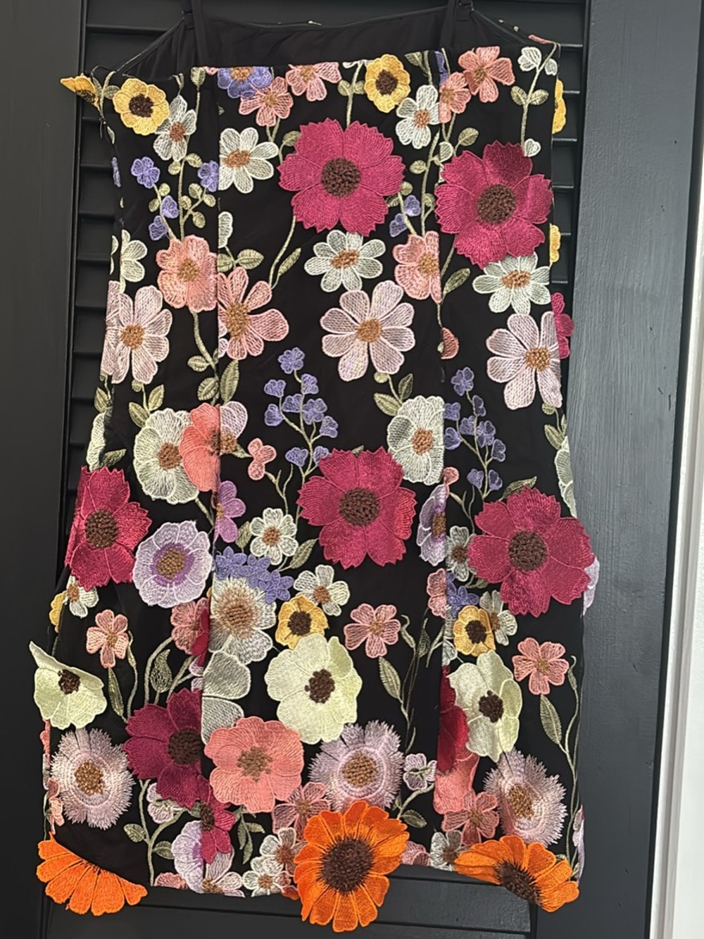 Strapless Black Floral Embroidered Mini Dress